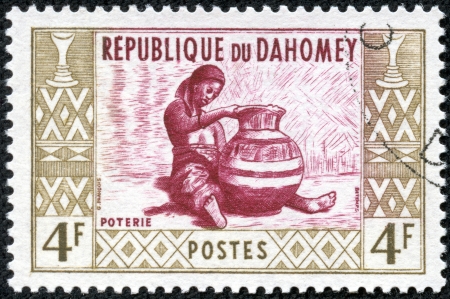 DAHOMEY CIRCA 1961  stamp printed by Dahomey, shows Potter, circa 1961のeditorial素材