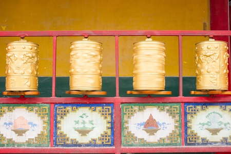 Buddhist prayer wheelsの写真素材