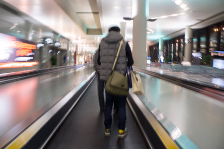 escalator ,interior of airportの写真素材