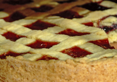 Close-up of a cherry marmelade tartの写真素材