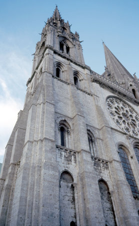 Cathedral of Chartres, gothic bell towerの写真素材