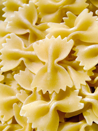 Close-up of raw farfalle pastaの写真素材