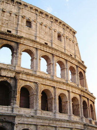 Detail of the roman colosseum in the sunset lightの写真素材