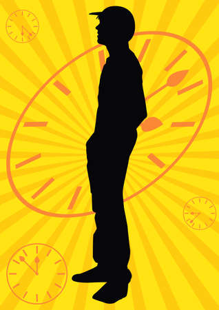 Boy waiting silhouetteのイラスト素材