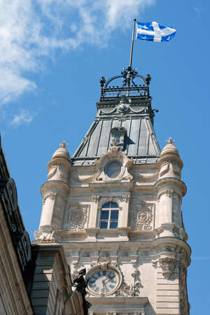 The clock tower of Parliament of Quebec buildingの写真素材
