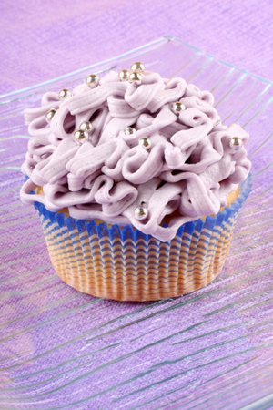 Fancy light purple cupcake decoratedの写真素材