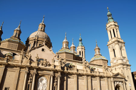 Basilica-Cathedral of Our Lady of the Pillar in Zaragoza is supposed to be the first dedicated to Holy Mary. The first church on this site was Romanesque, the construction of the present one, in Baroque style was begun in 1681 by Charles II, King of Spainのeditorial素材