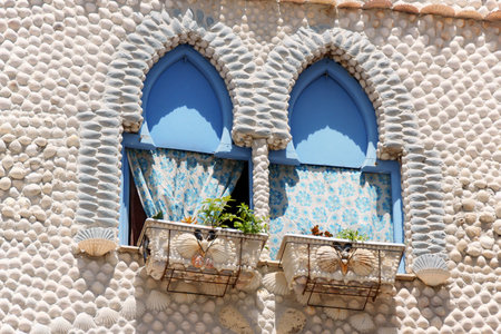 Detail of The House of Shells  La Casa de las Conchas  in Peniscola, Spain  This unusual house has a...