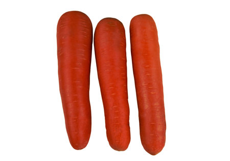 Carrots on white background with clipping. Food orange color.の写真素材