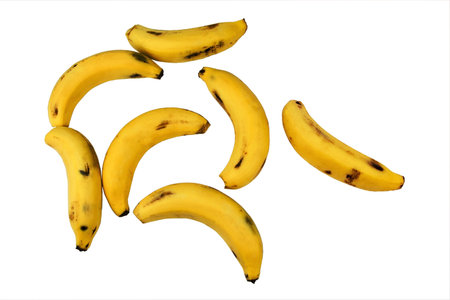 Banana on white background with clipping.の写真素材
