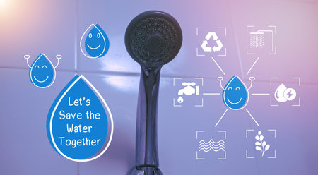Water saving concept : Water drop icon and message help save water for the future. Water is life,...