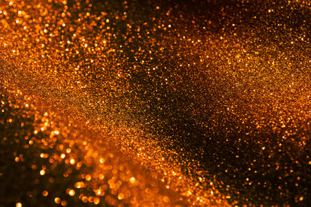 Gold glitter background, Gold abstract background with blurred bokeh, Abstract bokeh lights with soft light background.の写真素材