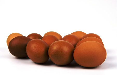 Eggs on a white background.の写真素材