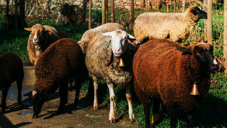 Flock of sheep, captured in Portugal.の写真素材