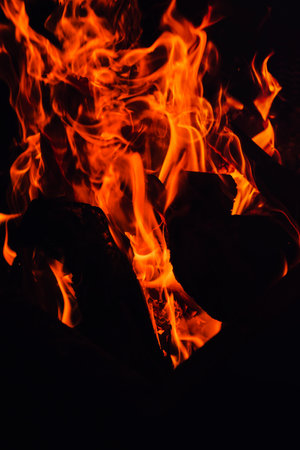 Fire flames on black background. abstract fire flame background.の写真素材
