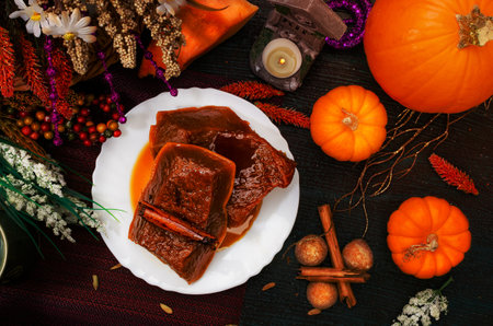 Honey pumpkin, traditional dessert of the Day of the Dead celebration.の写真素材
