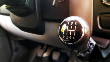 manual gearbox in the car macro black.