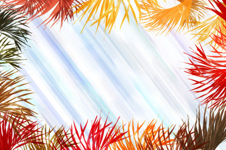 colorful leaves pattern on white background,gradient color pastel autumn leaf,ideas graphic design for web or bannerの写真素材