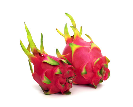 Dragon fruit or pitaya isolated on white backgroundの写真素材