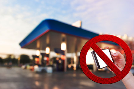 Don't use your mobile phone in gas stationの写真素材
