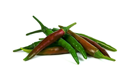 green chili pepper isolated on white backgroundの写真素材