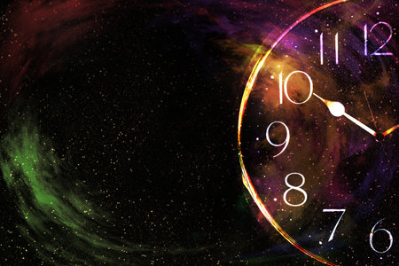 nebula in galaxy with clock,abstract background.の写真素材