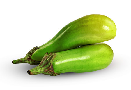 green eggplant isolated on white background ,include clipping pathの写真素材