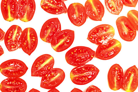 cherry tomato isolated on white backgroundの写真素材