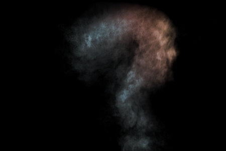Abstract  powder or smoke isolated on black backgroundの写真素材