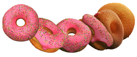 Chocolate donut set isolated on white background ,doughnut 3d renderingの写真素材