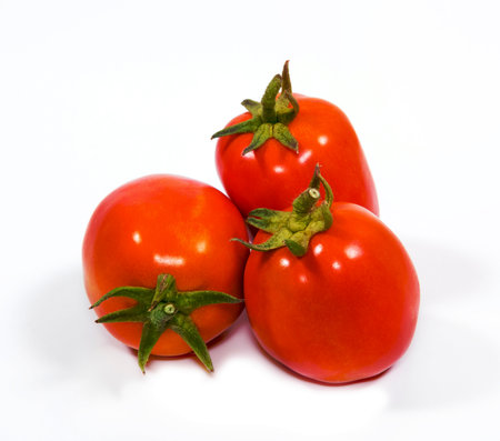 Fresh tomato on a white backgroundの写真素材