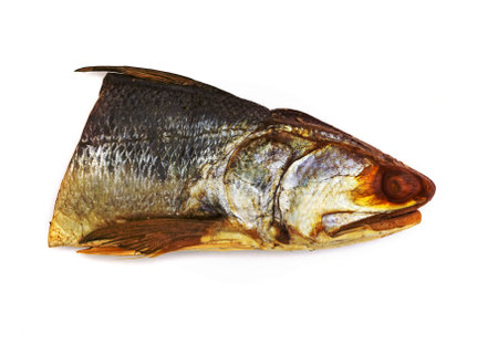 Fourfinger threadfin dried fish isolated on white background, salted fishの写真素材