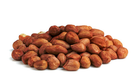 raw peanuts isolated on white backgroundの写真素材
