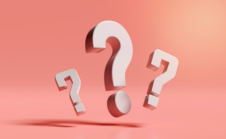 3d white question mark symbol icon isolated on pink background. FAQ or frequently asked questions, minimal concept, 3d render illustration, clipping pathの写真素材