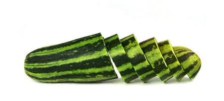 sliced Cucumber or Cucumis melo isolated on white backgroundの写真素材