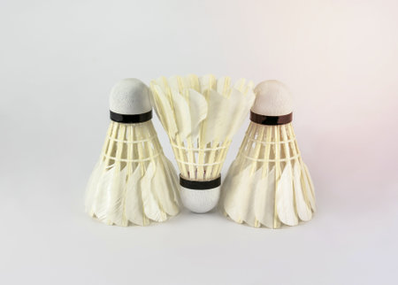 shuttlecocks on white backgroundの写真素材