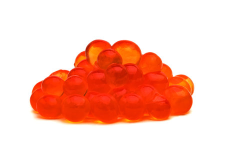 salmon roe or red caviar isolated on white backgroundの写真素材