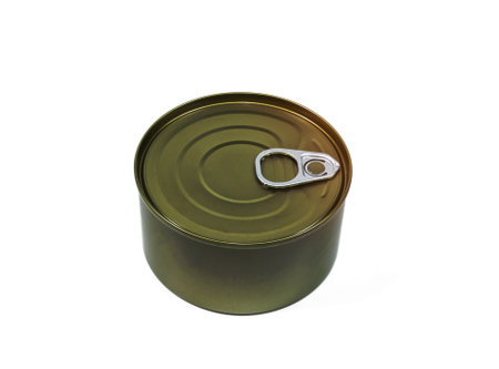tin containers,canned food isolated on whiteの写真素材