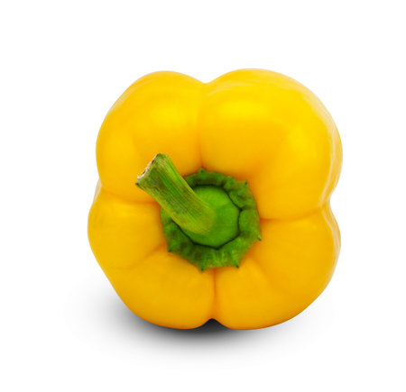 Yellow sweet bell pepper isolated on white background ,include clipping pathの写真素材