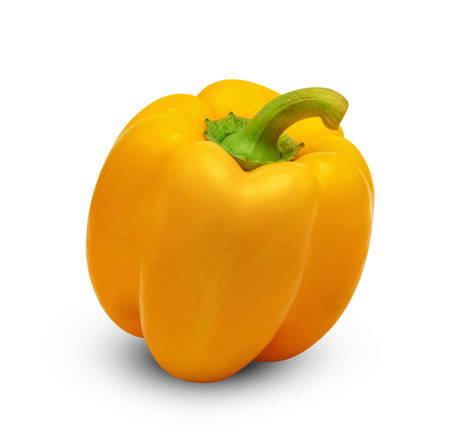 Yellow sweet bell pepper isolated on white background ,include clipping pathの写真素材