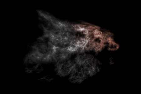 Textured cloud,Abstract black,isolated on black backgroundの写真素材