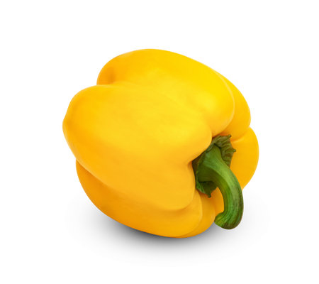 Yellow sweet bell pepper isolated on white background ,include clipping pathの写真素材