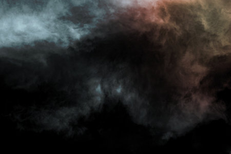 Textured cloud,Abstract black,isolated on black backgroundの写真素材