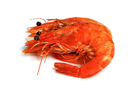 roasted prawn isolated on white background ,grilled shrimpの写真素材