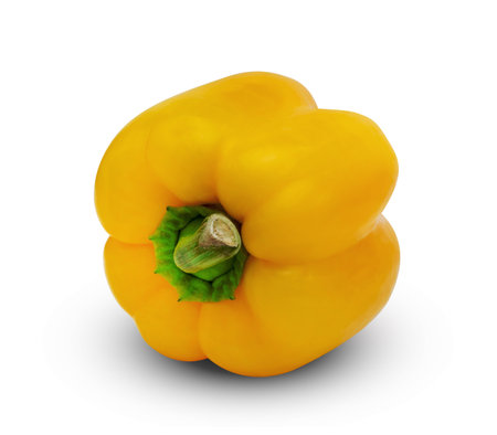 Yellow sweet bell pepper isolated on white background ,include clipping pathの写真素材
