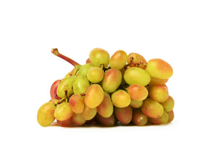 a bunch of ripe green grapes on a white background, delicious summer berryの写真素材
