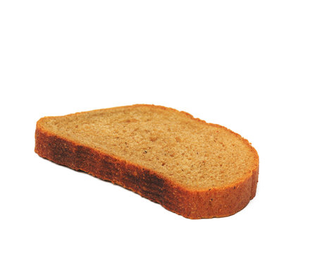oval slice of rye bread bread isolated on white background, close up