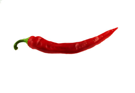 whole red hot chili pepper isolated on a white background, close upの写真素材