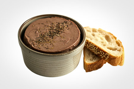 A photo of a cooked homemade liver pate in a dish