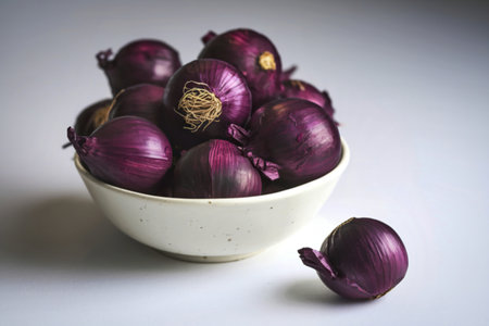 fresh purple shallotsの写真素材